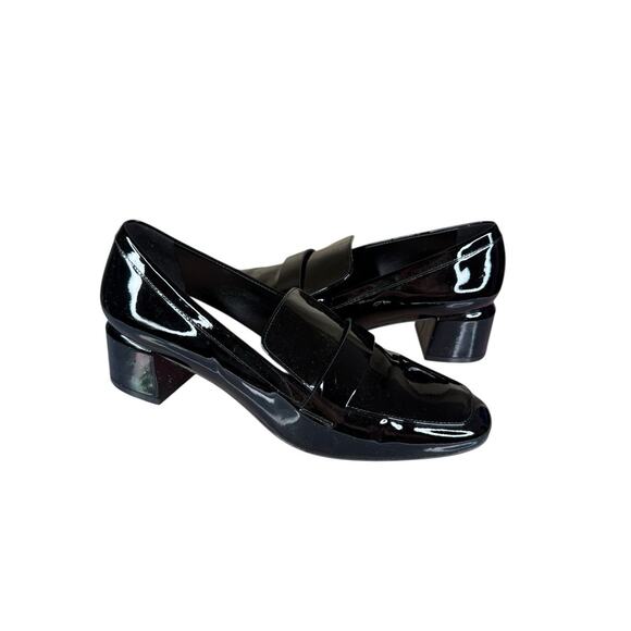 Stuart Weitzman Sleek 60 Black Patent Leather Loafer Heels Size 8B with Dustbag - Picture 3 of 12